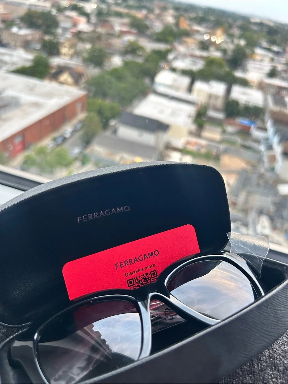 Salvatore Ferragamo Black Sunglasses with Red Logo Card